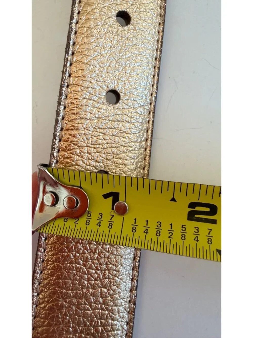 Vineyard Vines Gold Leather Belt With Pink & Navy Fabric Buckle Size L